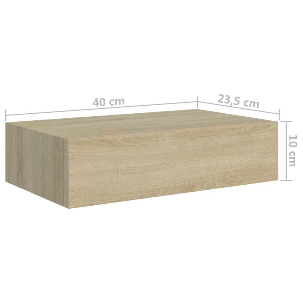 vidaXL Prateleira de parede com gaveta MDF 40x23,5x10 cm cor carvalho