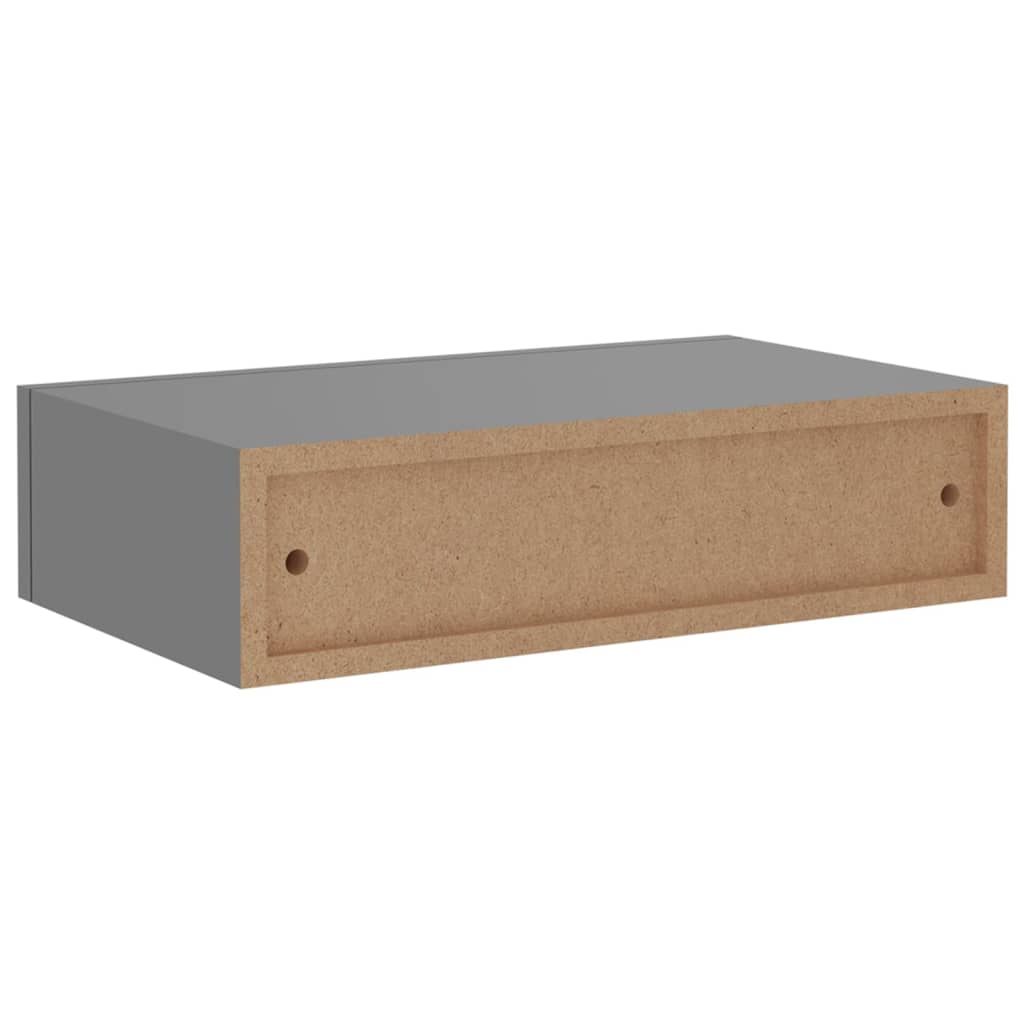 vidaXL Prateleira de parede com gaveta MDF 40x23,5x10 cm cinzento