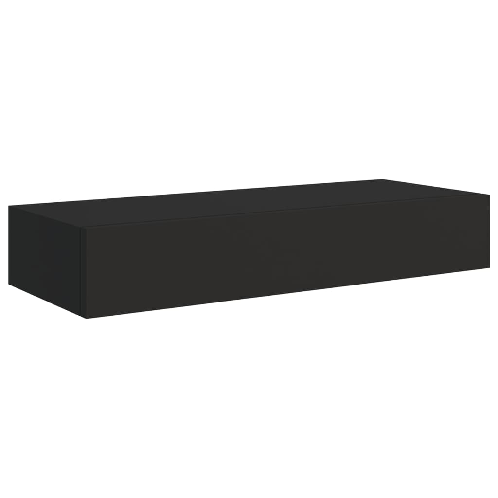 vidaXL Prateleiras de parede c/ gavetas 2 pcs MDF 60x23,5x10 cm preto