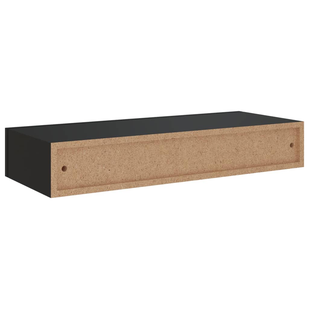 vidaXL Prateleiras de parede c/ gavetas 2 pcs MDF 60x23,5x10 cm preto