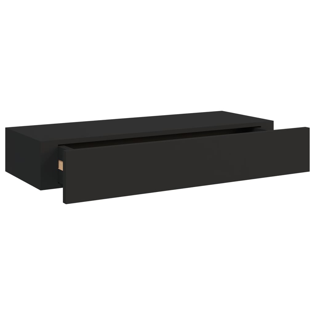 vidaXL Prateleiras de parede c/ gavetas 2 pcs MDF 60x23,5x10 cm preto