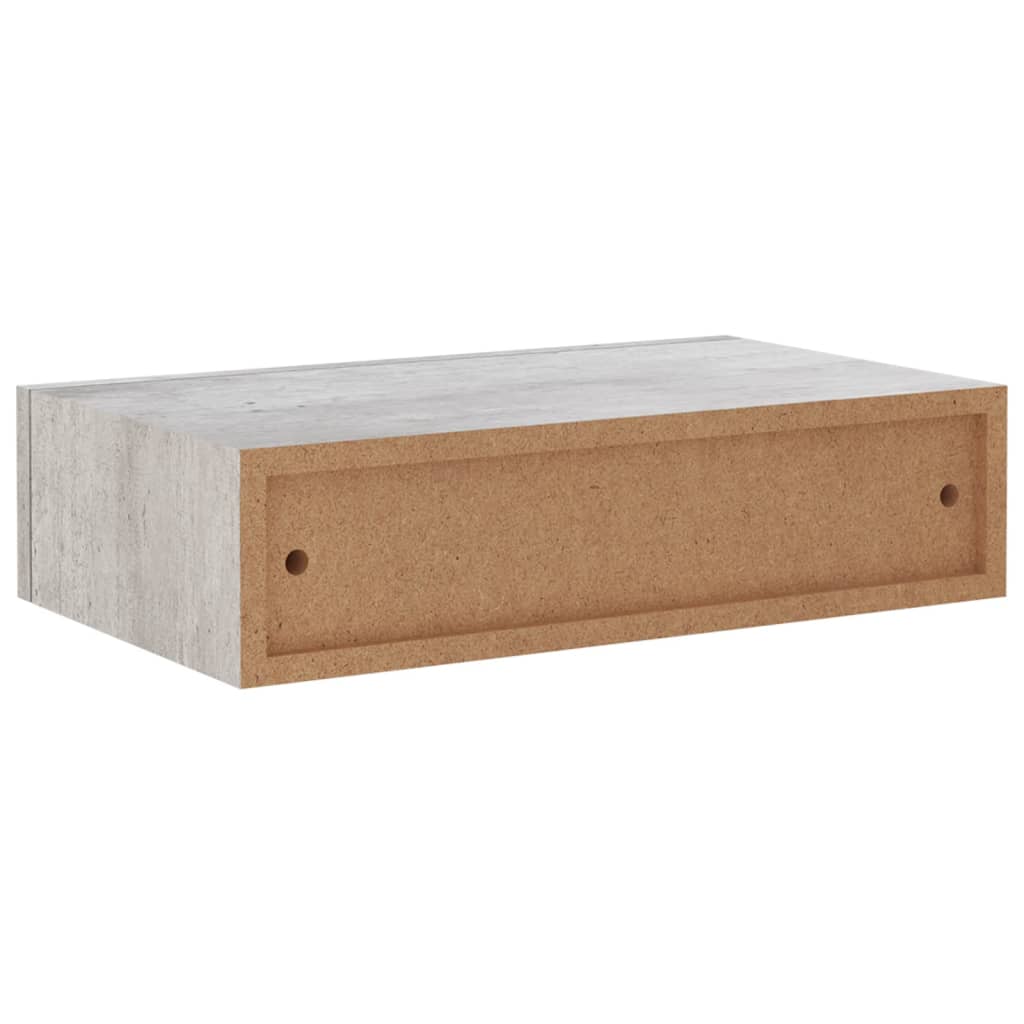 vidaXL Prateleira de parede com gaveta MDF 40x23,5x10 cm cinza cimento