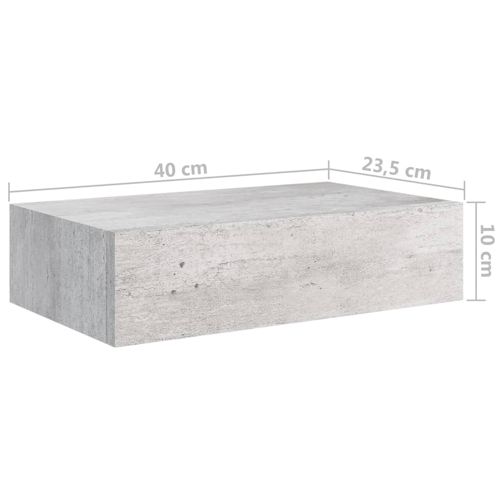 vidaXL Prateleira de parede com gaveta MDF 40x23,5x10 cm cinza cimento