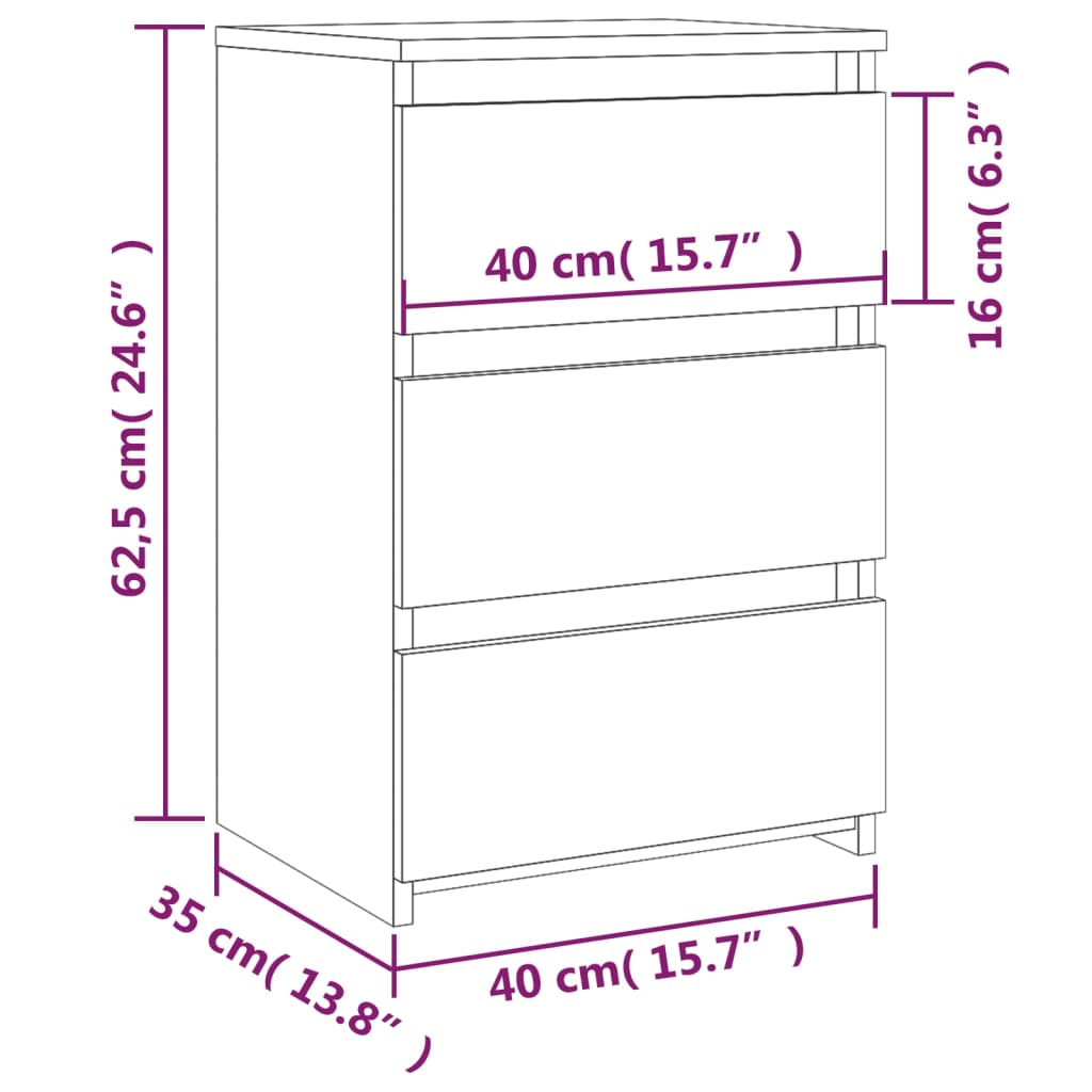 vidaXL Mesas cabeceira 2pcs 40x35x62,5cm madeira proc. carvalho fumado