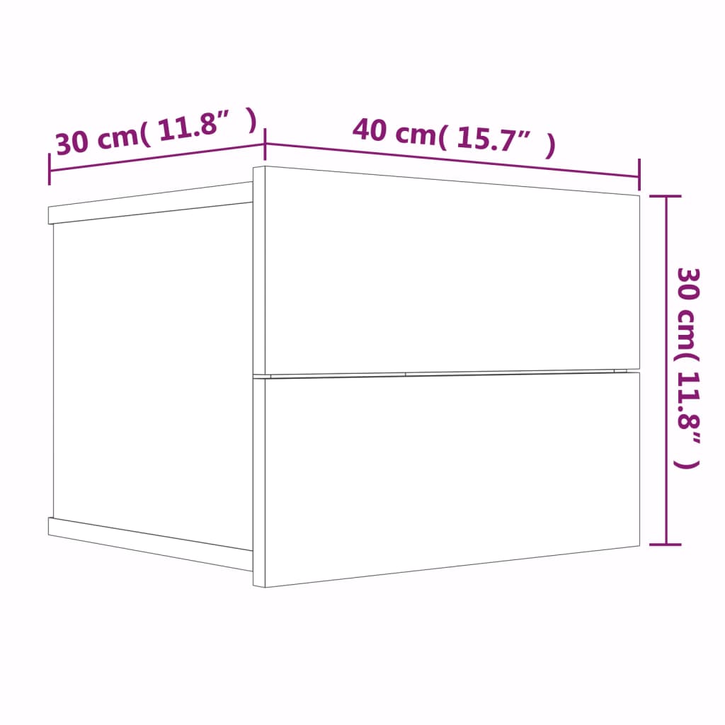 vidaXL Mesa cabeceira 2pcs 40x30x30cm deriv. madeira carvalho castanho