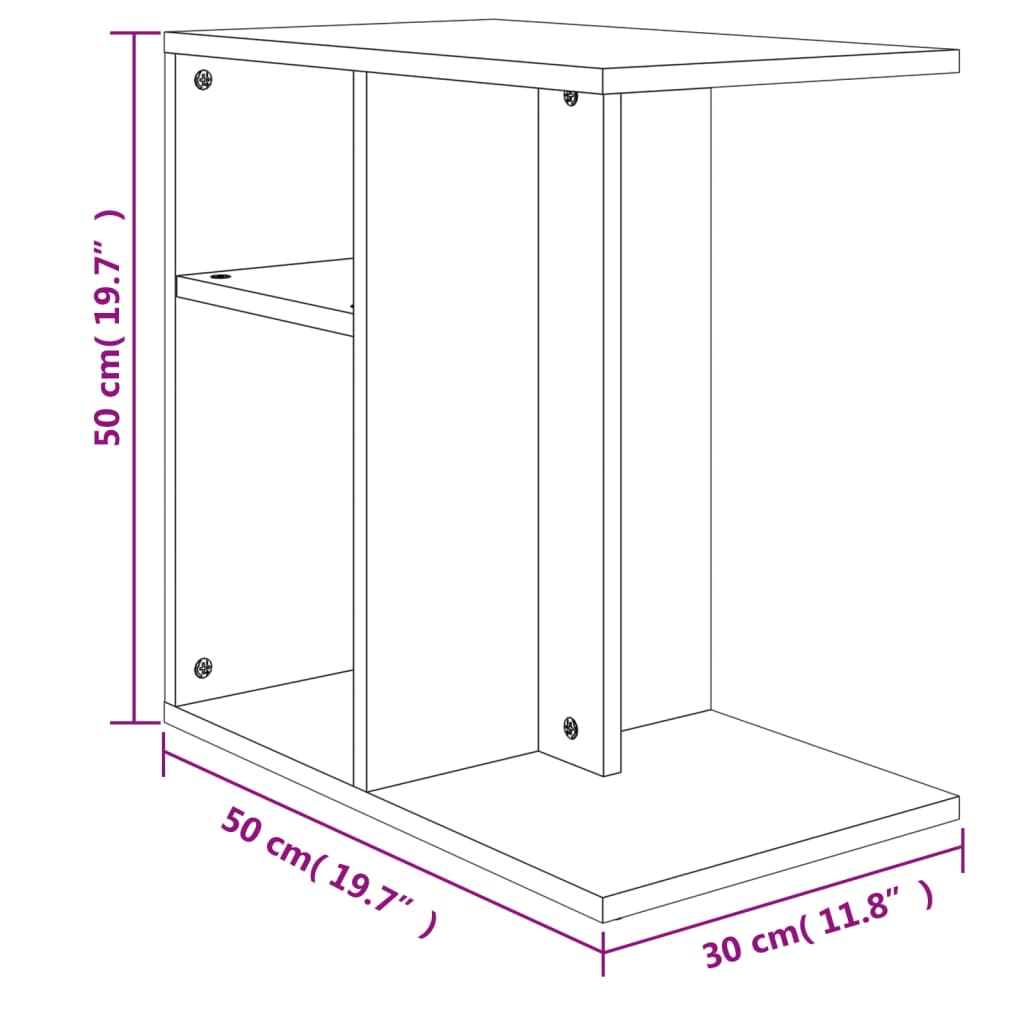 vidaXL Mesa de apoio 50x30x50 cm contraplacado cor carvalho sonoma