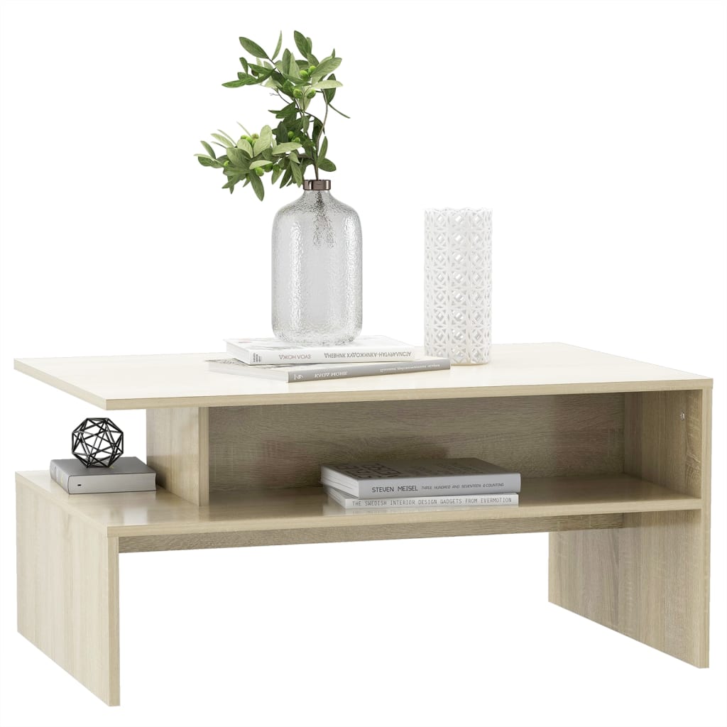 vidaXL Mesa de centro 90x60x42,5 cm contraplacado carvalho sonoma