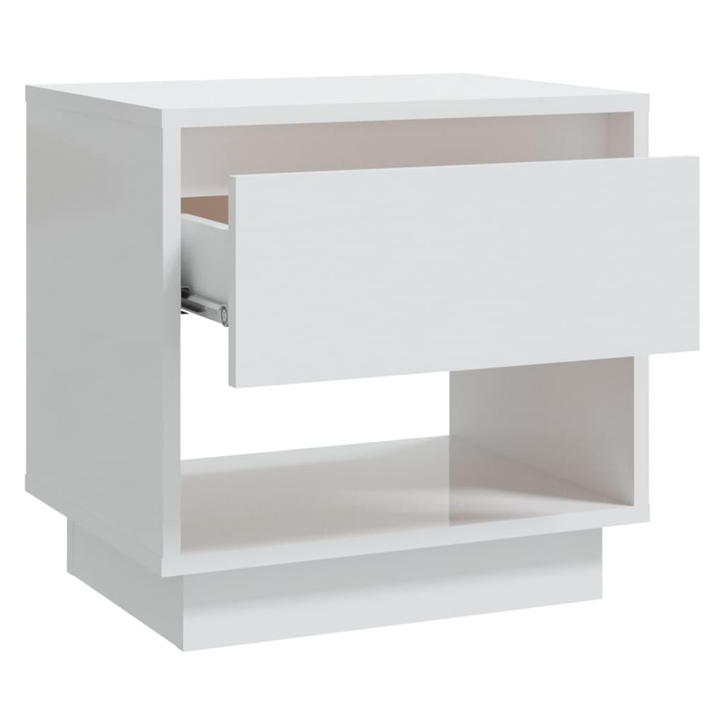 vidaXL Mesa de cabeceira 45x34x44 cm contraplacado branco brilhante