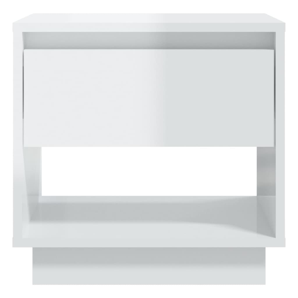 vidaXL Mesa de cabeceira 45x34x44 cm contraplacado branco brilhante