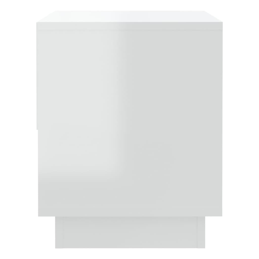 vidaXL Mesa de cabeceira 45x34x44 cm contraplacado branco brilhante