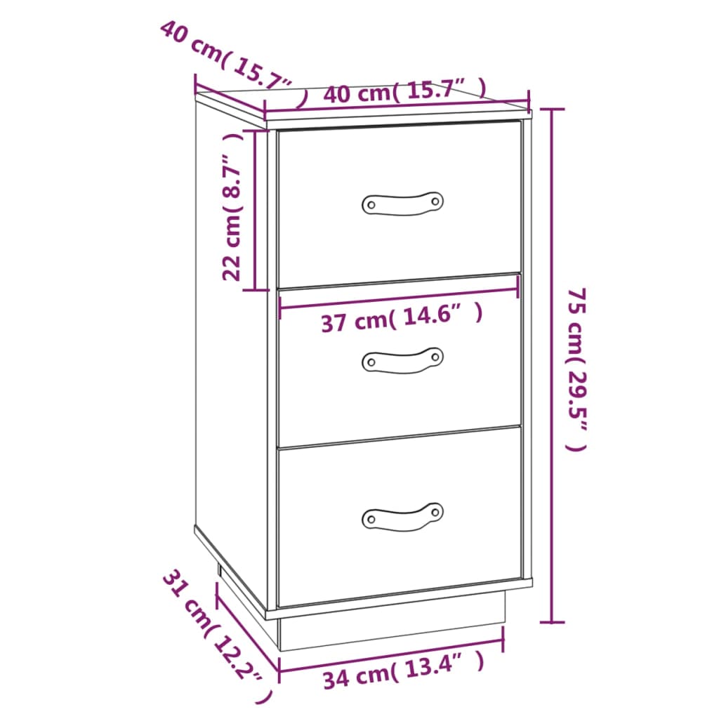 vidaXL Mesas de cabeceira 2pcs 40x40x75 cm pinho maciço cinza