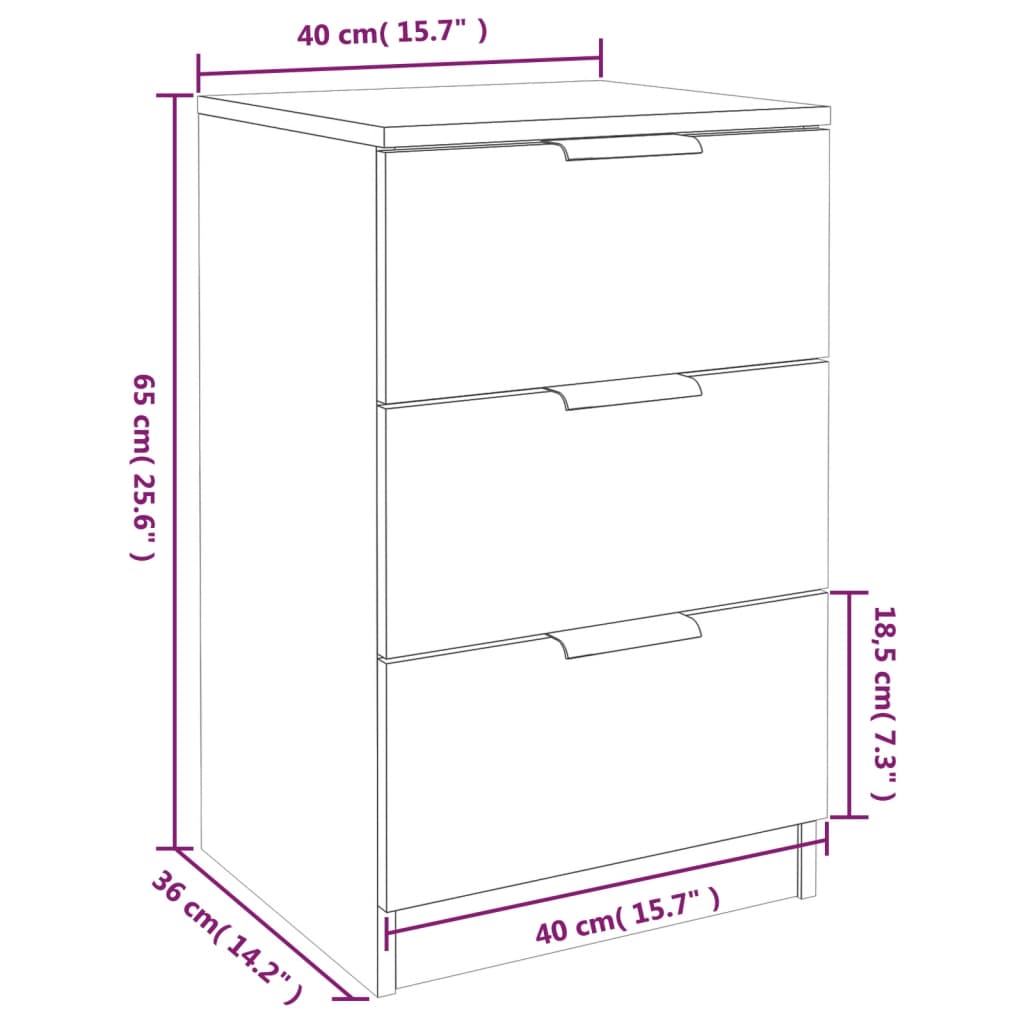 vidaXL Mesa de cabeceira 40x35x47 cm sonoma cinzento