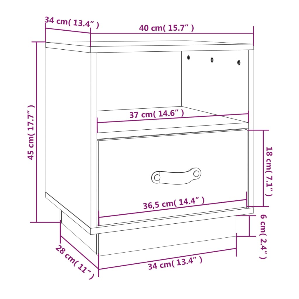 vidaXL Mesas de cabeceira 2 pcs 40x34x45 cm pinho maciço castanho mel