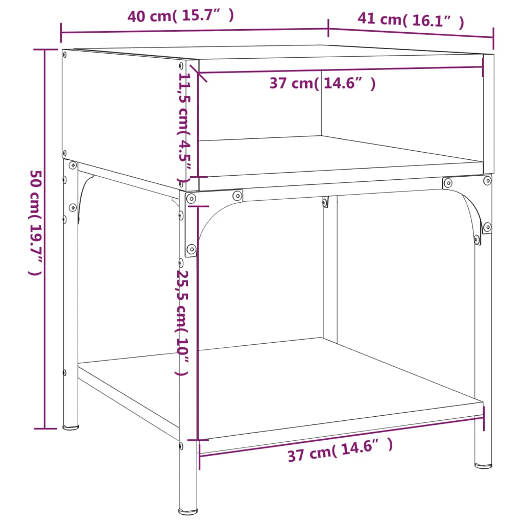 vidaXL Mesas cabeceira 2pcs 40x41x50cm deriv.madeira carvalho castanho