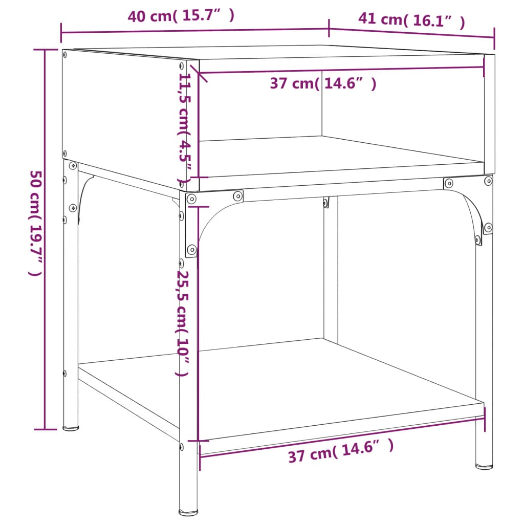 vidaXL Mesas de cabeceira 2pcs 40x41x50 cm deriv. madeira cinza sonoma