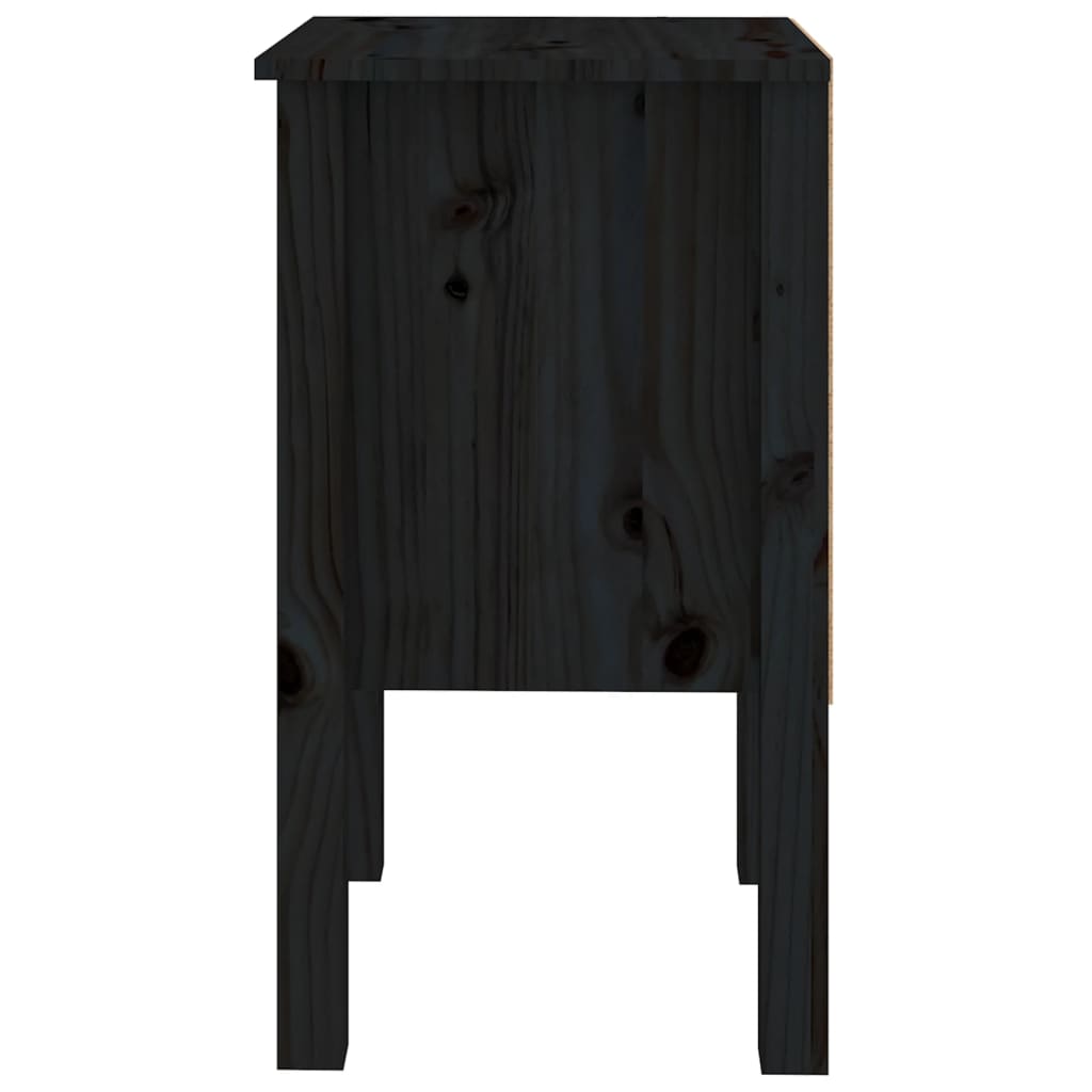 vidaXL Mesa de cabeceira 40x35x61,5 cm madeira de pinho maciça preto