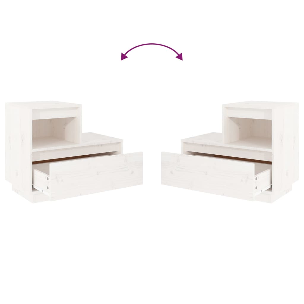 vidaXL Mesas de cabeceira 2 pcs 60x34x51 cm pinho maciço branco