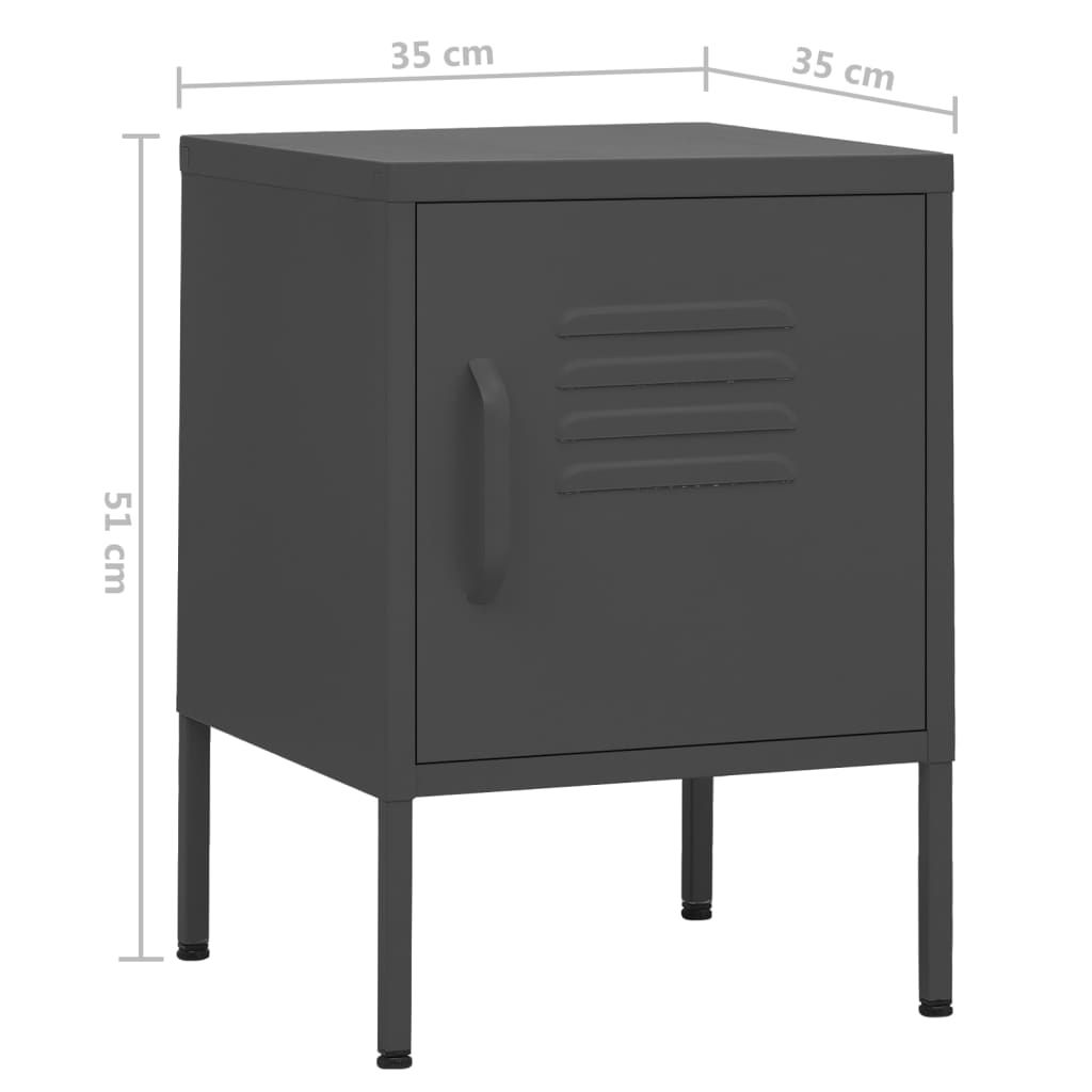 vidaXL Mesa de cabeceira 35x35x51 cm aço antracite