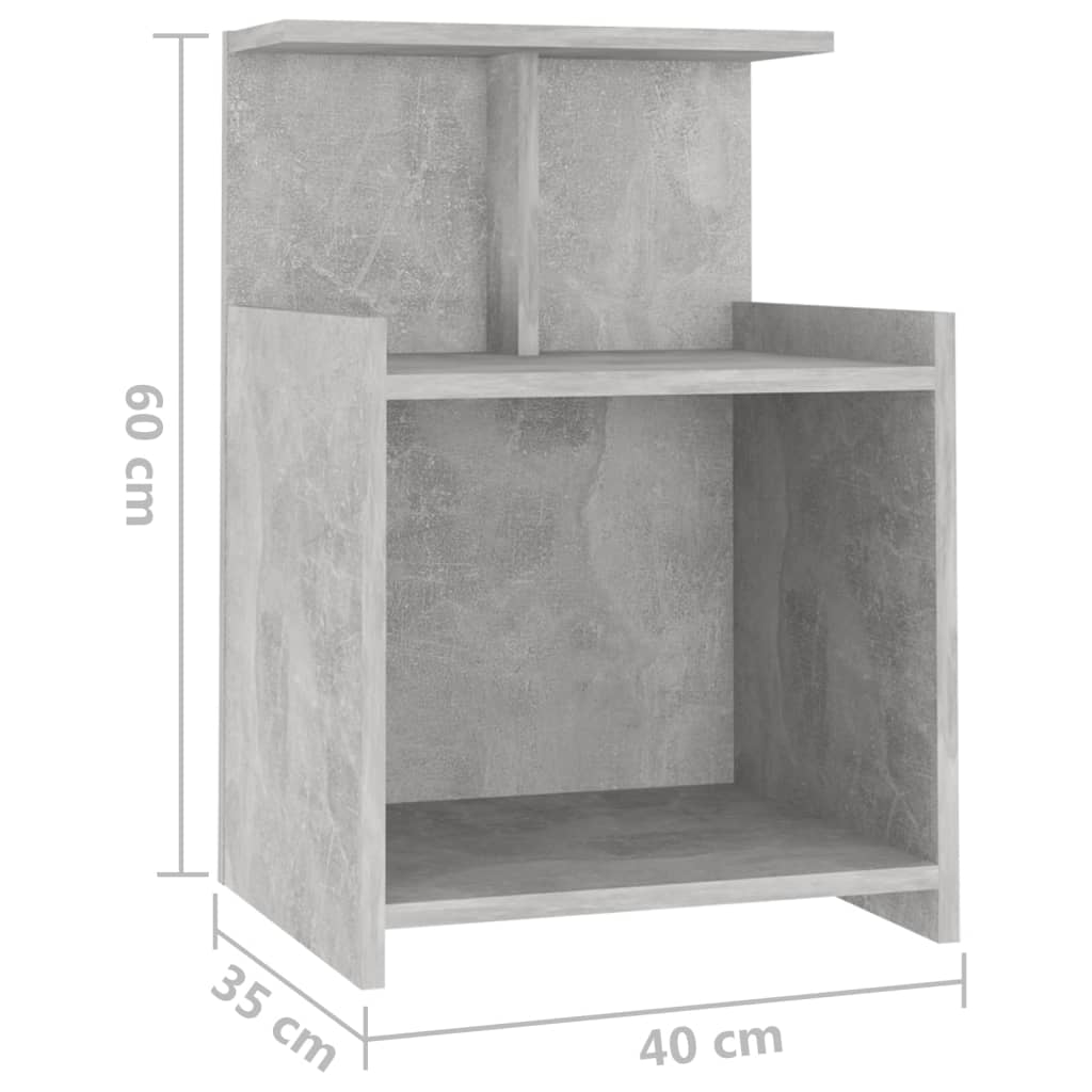 vidaXL Mesas de cabeceira 2 pcs 40x35x60cm contraplacado cinza cimento