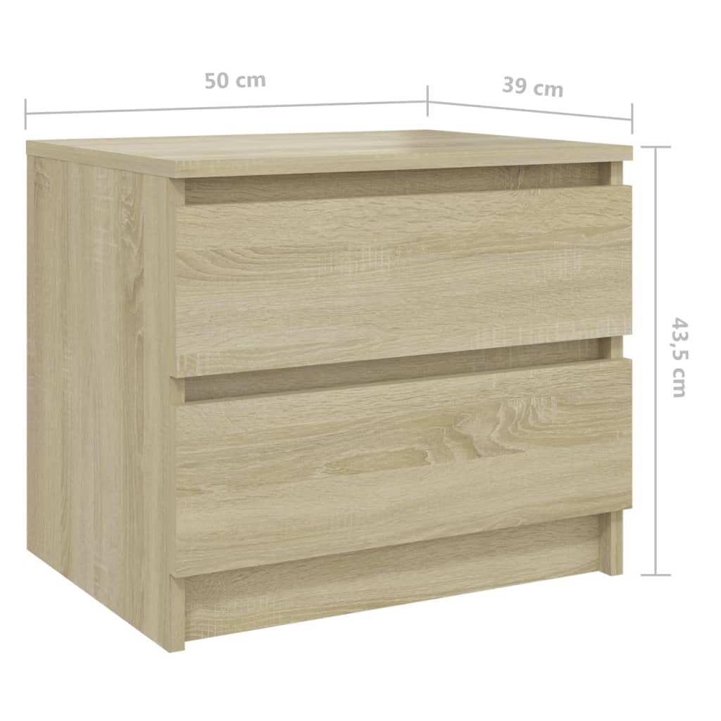 vidaXL Mesa de cabeceira 50x39x43,5 cm contraplacado carvalho sonoma