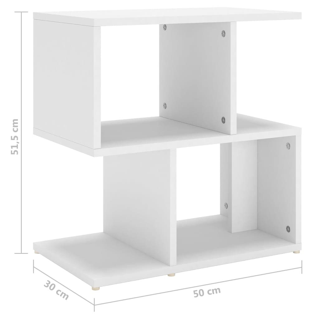 vidaXL Mesa de cabeceira 50x30x51,5 cm contraplacado branco