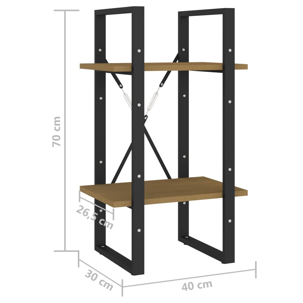 vidaXL Estante com 2 prateleiras 40x30x70 cm pinho maciço castanho