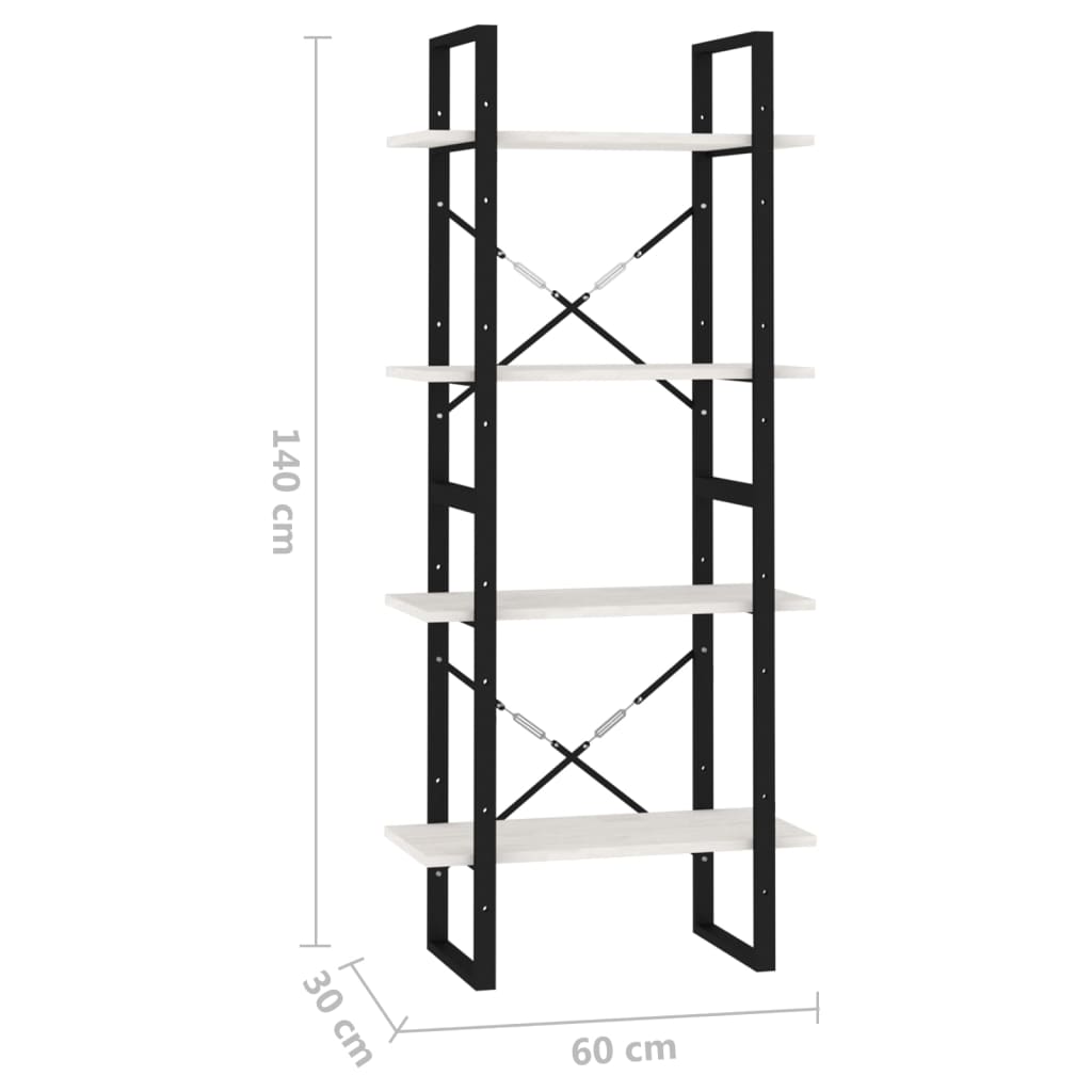 vidaXL Estante com 4 prateleiras 60x30x140 cm pinho maciço branco