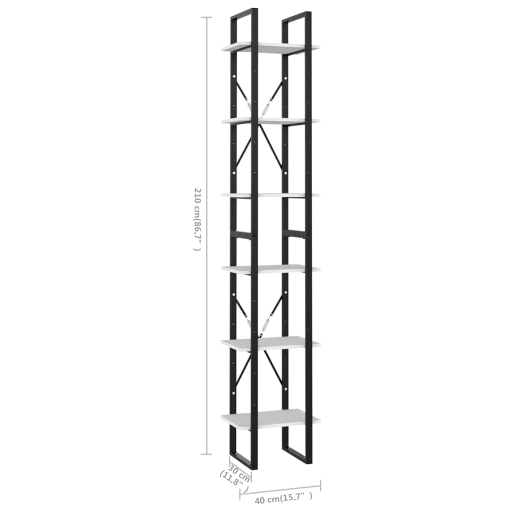 vidaXL Estante c/ 6 prateleiras 40x30x210 cm contraplacado branco