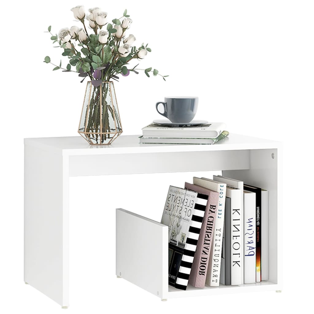 vidaXL Mesa de apoio 59x36x38 cm contraplacado branco