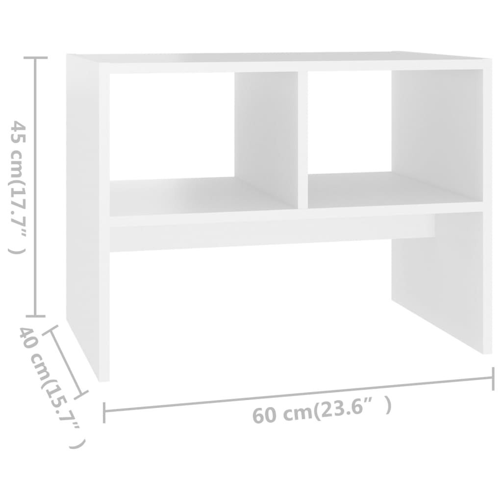 vidaXL Mesa de apoio 60x40x45 cm contraplacado branco