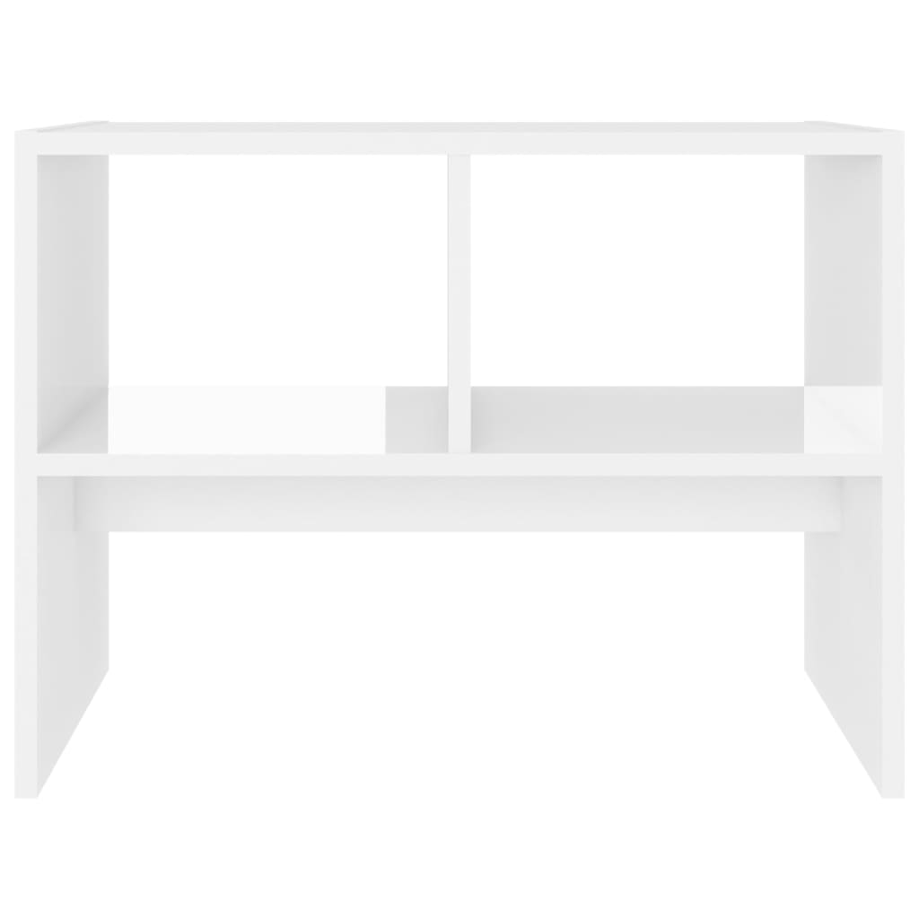 vidaXL Mesa de apoio 60x40x45 cm contraplacado branco brilhante