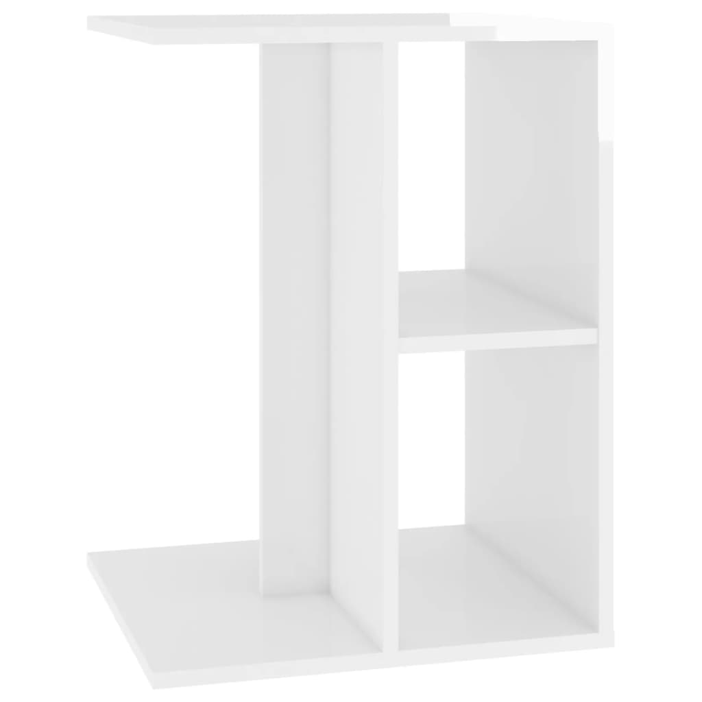 vidaXL Mesa de apoio 60x40x45 cm contraplacado branco brilhante