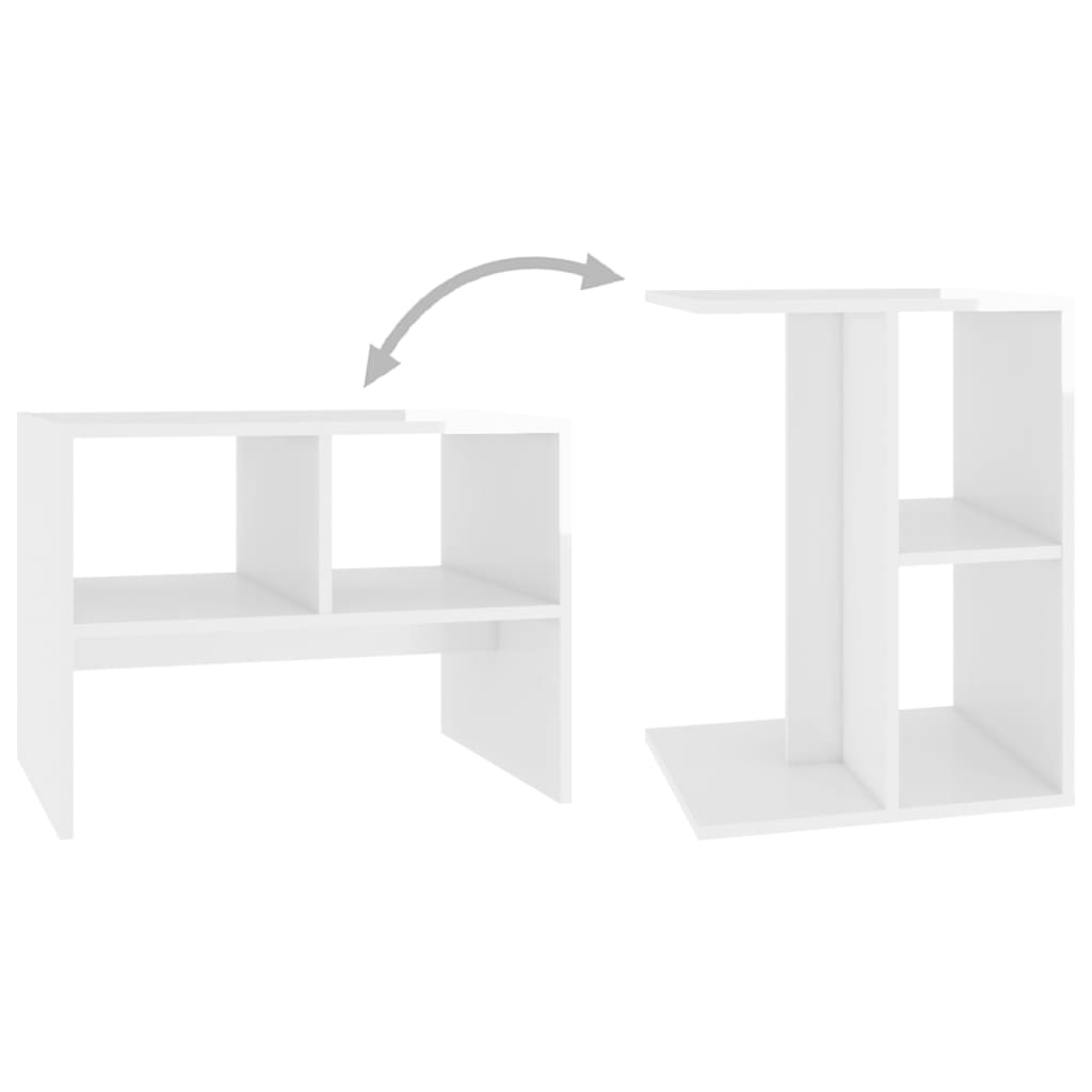 vidaXL Mesa de apoio 60x40x45 cm contraplacado branco brilhante