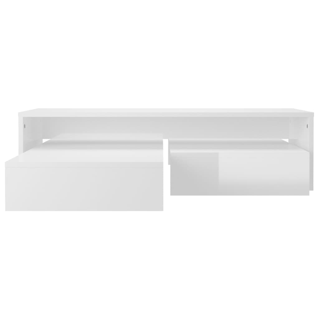 vidaXL Conjunto de mesas de centro 100x100x26,5 cm branco brilhante