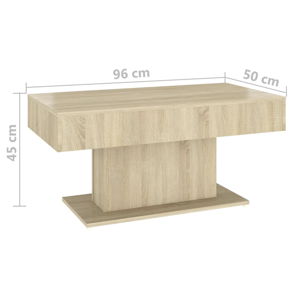 vidaXL Mesa de centro 96x50x45 cm contraplacado carvalho sonoma