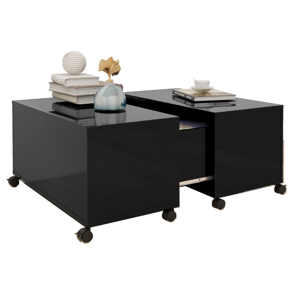 vidaXL Mesa de centro 75x75x38 cm contraplacado preto brilhante