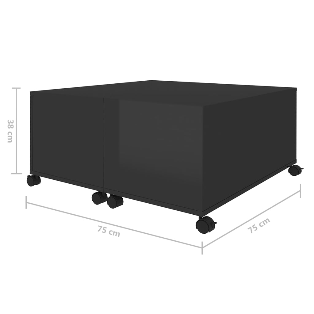 vidaXL Mesa de centro 75x75x38 cm contraplacado preto brilhante