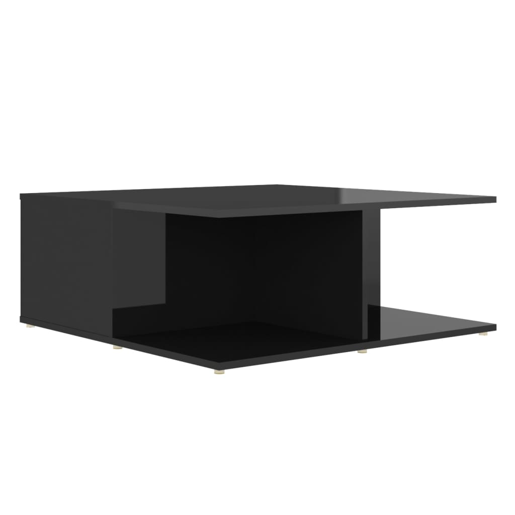 vidaXL Mesa de centro 80x80x31 cm contraplacado preto brilhante