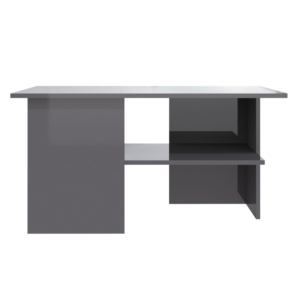 vidaXL Mesa de centro 90x60x46,5 cm contraplacado cinzento brilhante