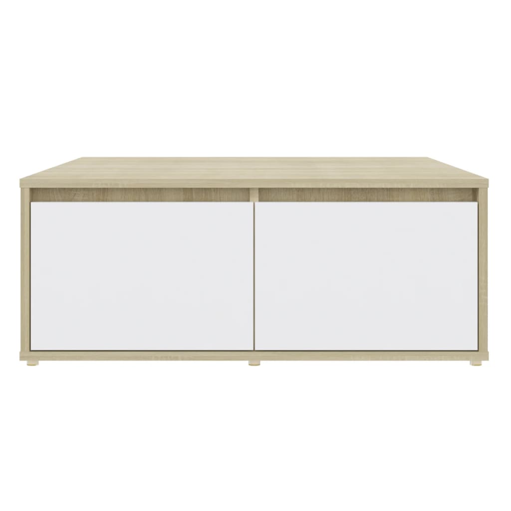 vidaXL Mesa de centro 80x80x31 cm contrapl. branco e carvalho sonoma