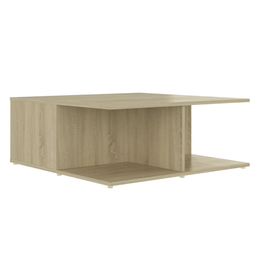 vidaXL Mesa de centro 80x80x31 cm contrapl. branco e carvalho sonoma