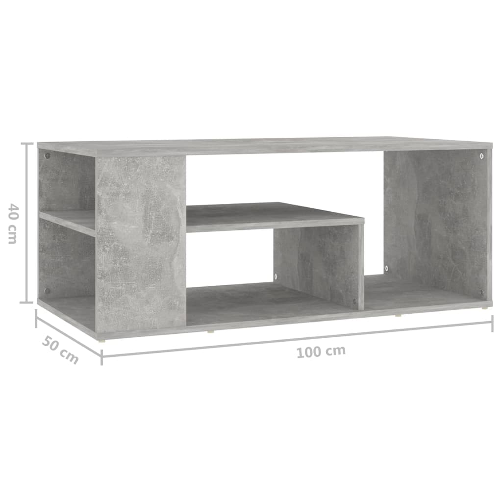 vidaXL Mesa de centro 100x50x40 cm contraplacado cinzento cimento