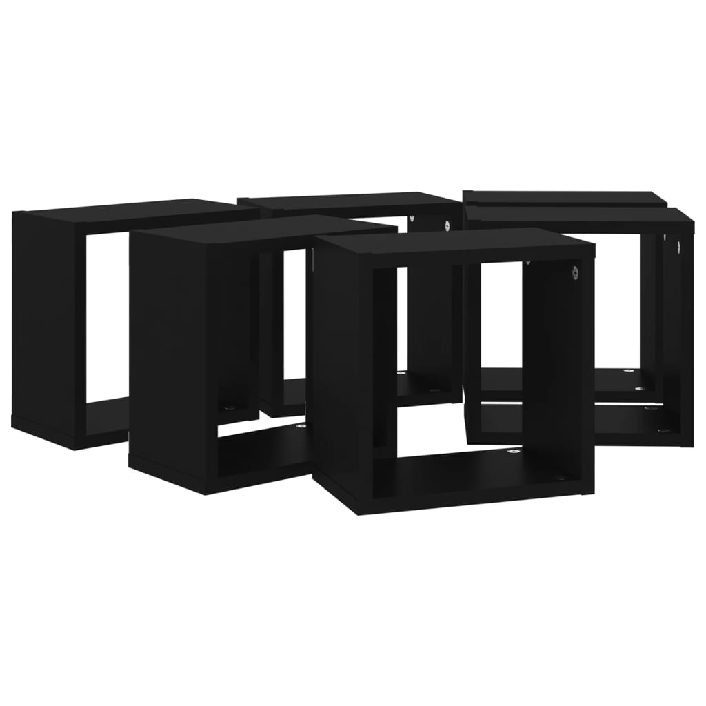 vidaXL Prateleiras de parede em forma de cubo 6 pcs 26x15x26 cm preto