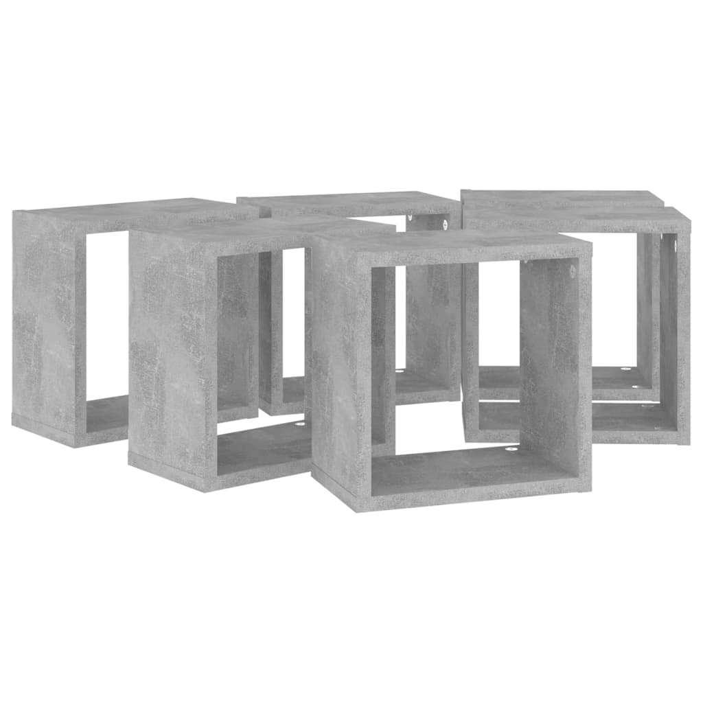 vidaXL Prateleiras parede forma de cubo 6pcs 26x15x26 cm cinza cimento