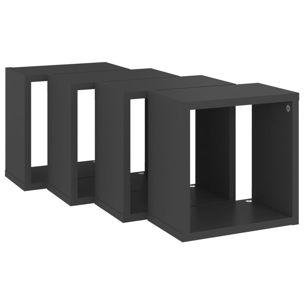 vidaXL Prateleiras de parede em forma de cubo 4 pcs 26x15x26 cm cinza