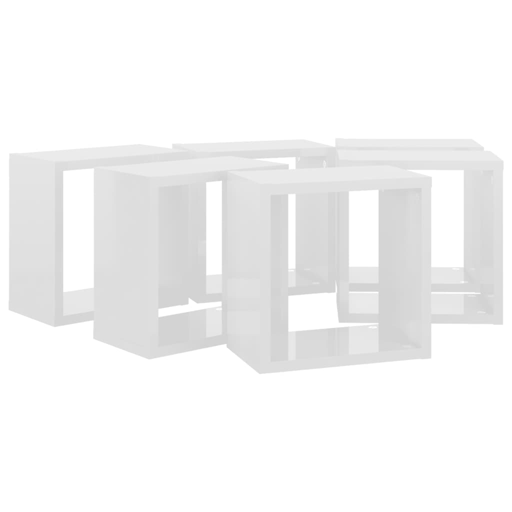 vidaXL Prateleiras parede forma de cubo 6pcs 26x15x26 cm branco brilh.