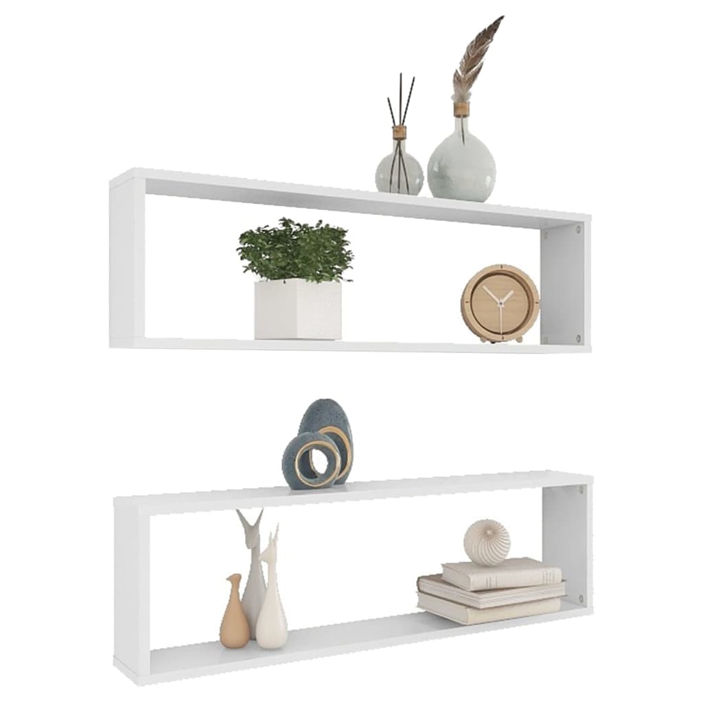 vidaXL Prateleiras parede forma de cubo 2pcs contr. 100x15x30cm branco