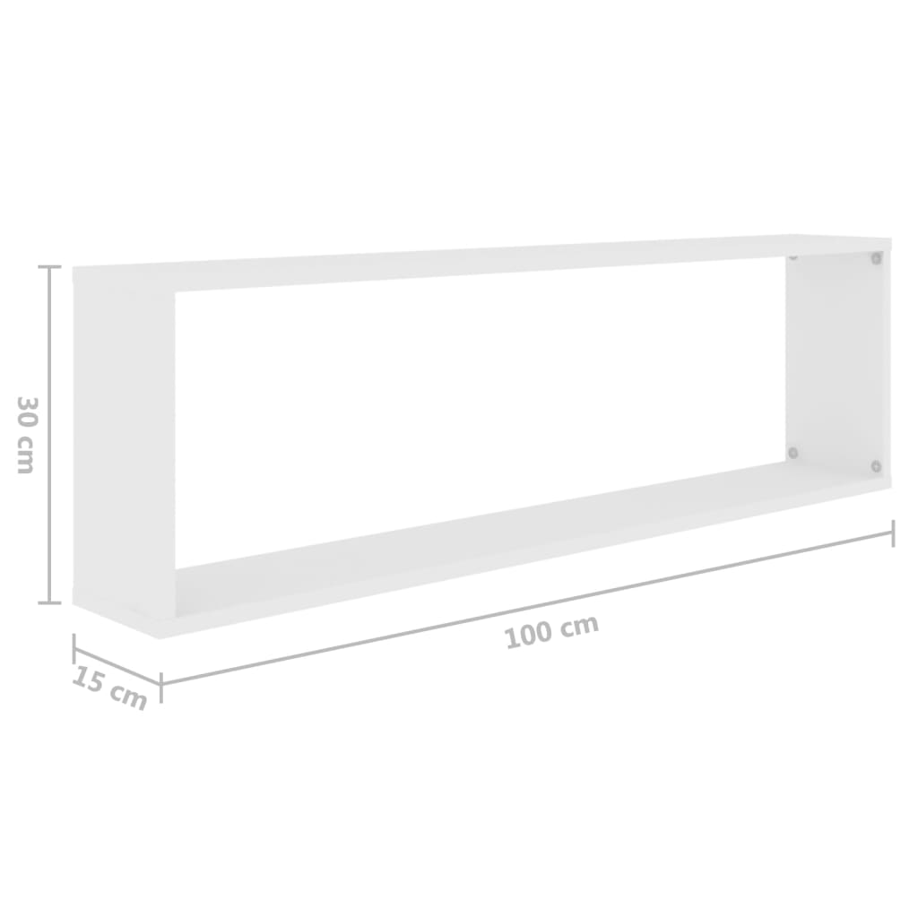 vidaXL Prateleiras parede forma de cubo 2pcs contr. 100x15x30cm branco