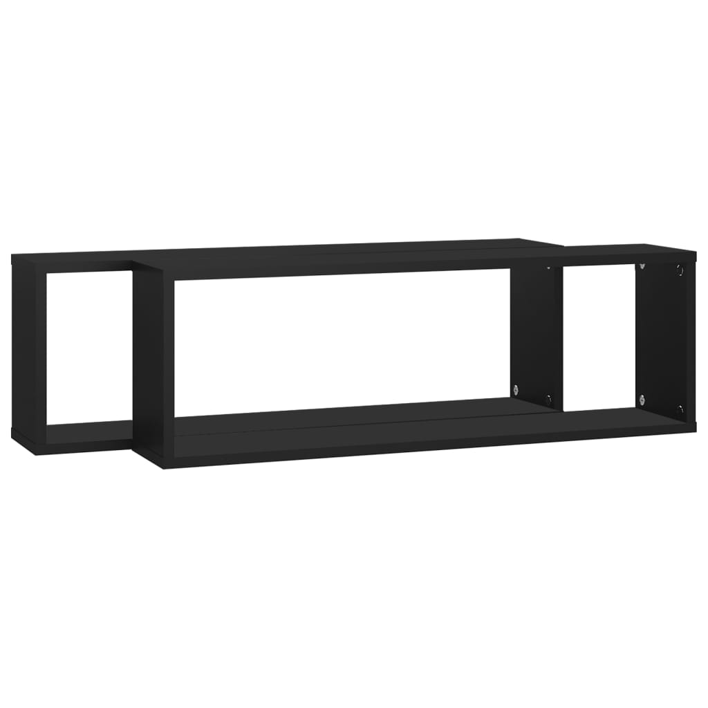 vidaXL Estantes de parede cúbicas 2 pcs contrapl. 80x15x26,5 cm preto