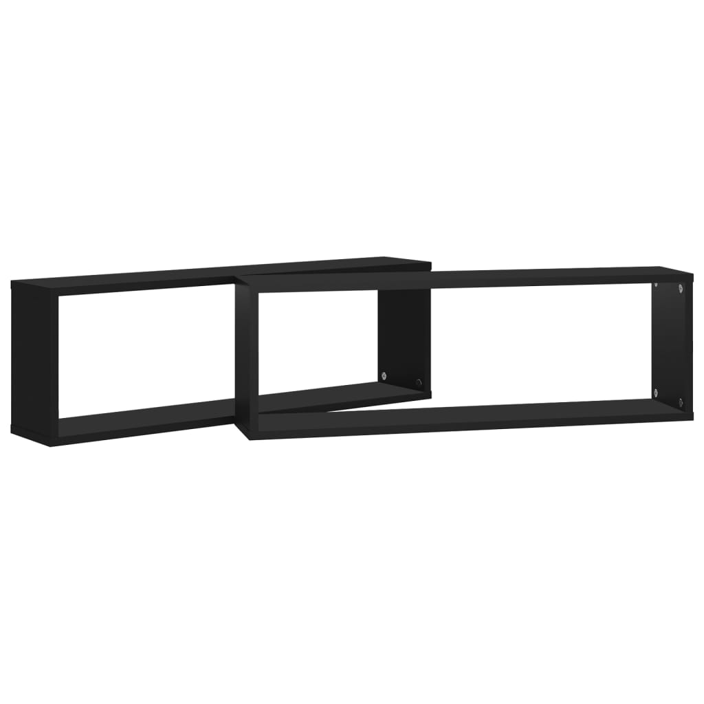 vidaXL Estantes de parede cúbicas 2 pcs contrapl. 80x15x26,5 cm preto